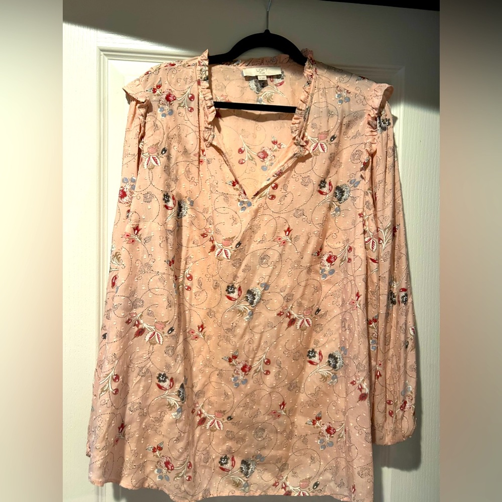 Loft pink, blue and red top. The size is 16 plus.